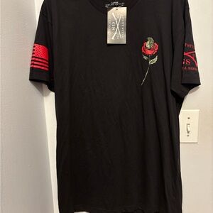 Grunt Style Black Tee with Red and Green Graphics